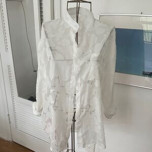 Elegant White Sheer Men's Shirt